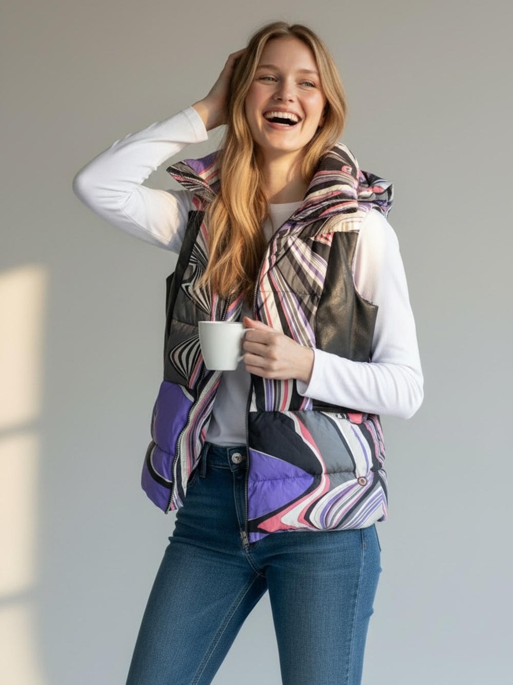 EMILIO PUCCI Geometric Print Down Quilted Puffer Vest